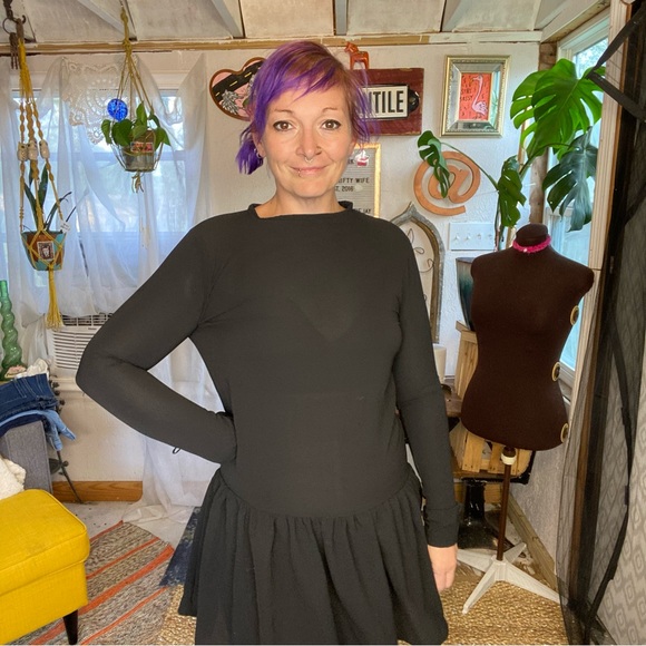 PrettyLittleThing Semi Sheer All Black Long Sleeve Ruffle Dress Size 4 Small - Picture 6 of 17